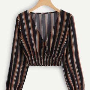 Red, white, navy blue, crop top, Large, shein